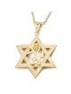 14K Gold Men's Star of David and Lion of Judah Pendant - Yellow or Whi