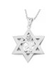 14K Gold Men's Star of David and Lion of Judah Pendant - Yellow or Whi