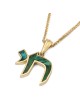 14K Yellow Gold Elegant Chai Pendant with Eilat Stone