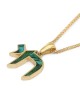 14K Yellow Gold Elegant Chai Pendant with Eilat Stone