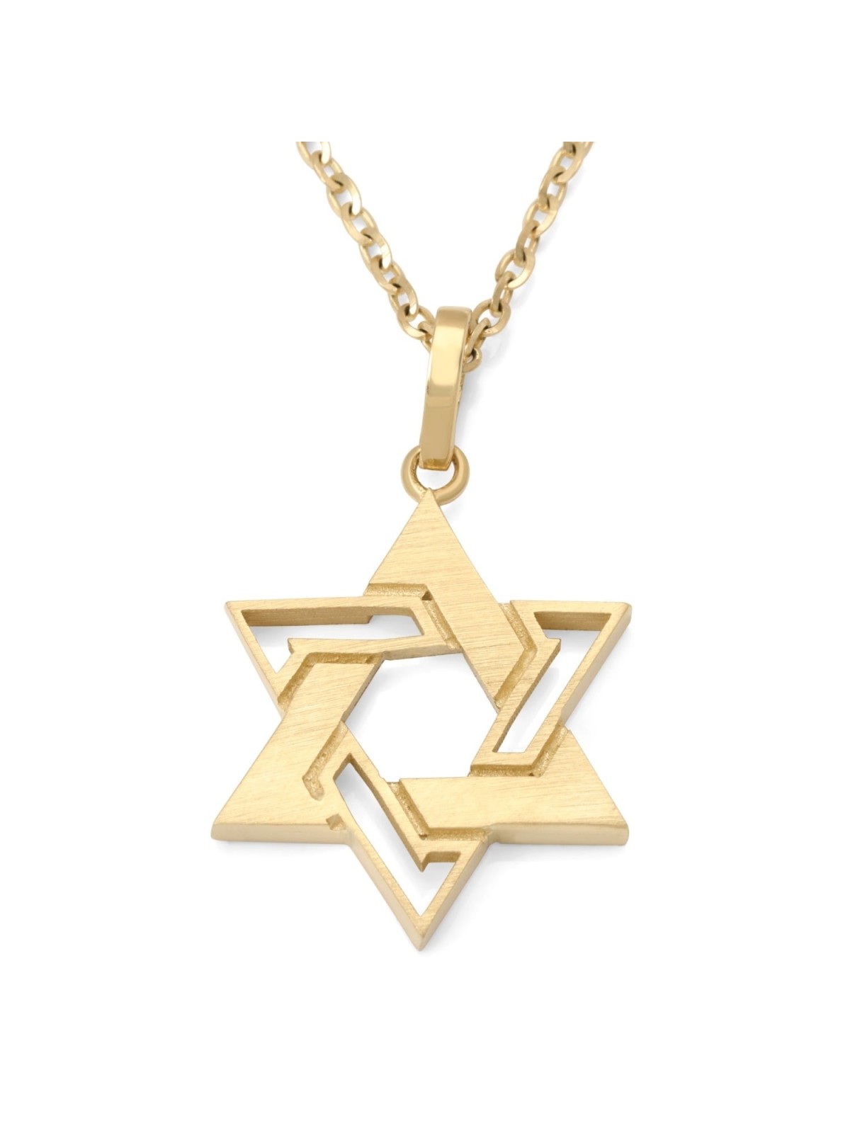 14K Gold Interconnecting Star of David Pendant Necklace - Yellow or Wh