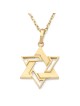 14K Gold Interconnecting Star of David Pendant Necklace - Yellow or Wh