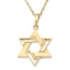 14K Gold Interconnecting Star of David Pendant Necklace - Yellow or Wh