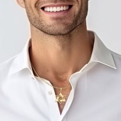 14K Gold Interconnecting Star of David Pendant Necklace - Yellow or Wh