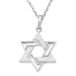 14K Gold Interconnecting Star of David Pendant Necklace - Yellow or Wh