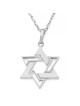14K Gold Interconnecting Star of David Pendant Necklace - Yellow or Wh