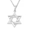 14K Gold Interconnecting Star of David Pendant Necklace - Yellow or Wh