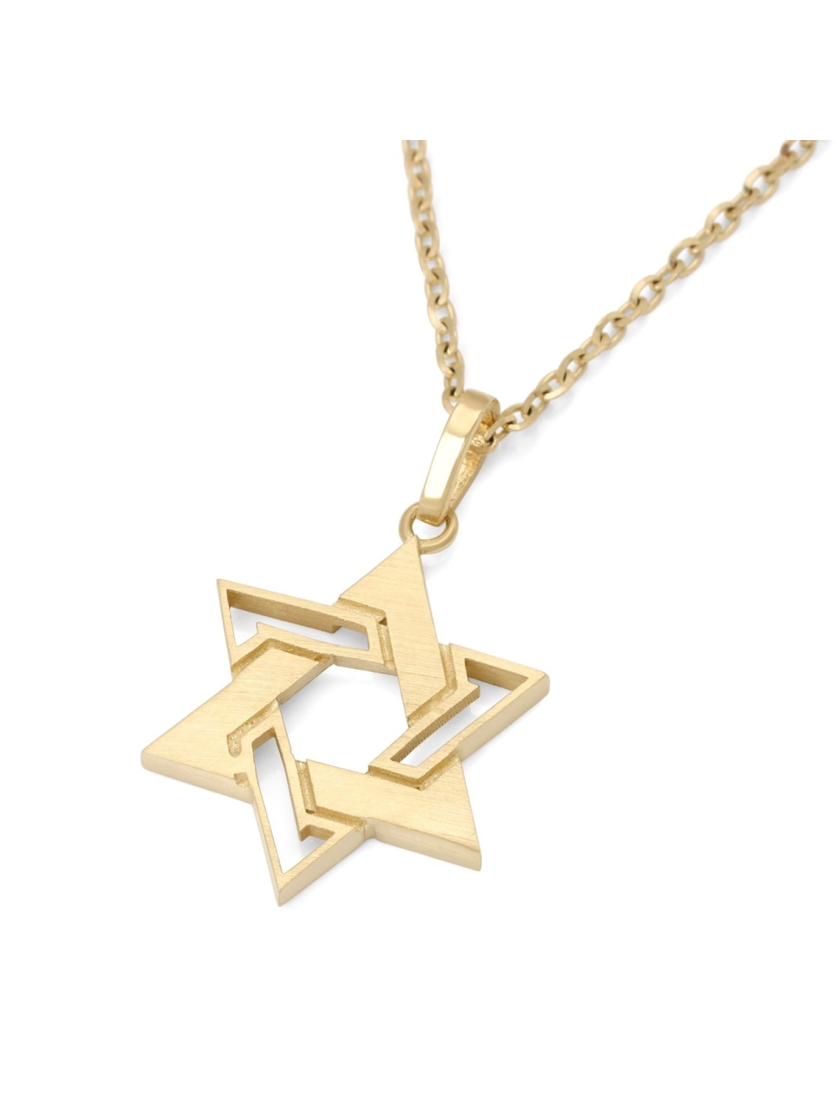 14K Gold Interconnecting Star of David Pendant Necklace - Yellow or Wh