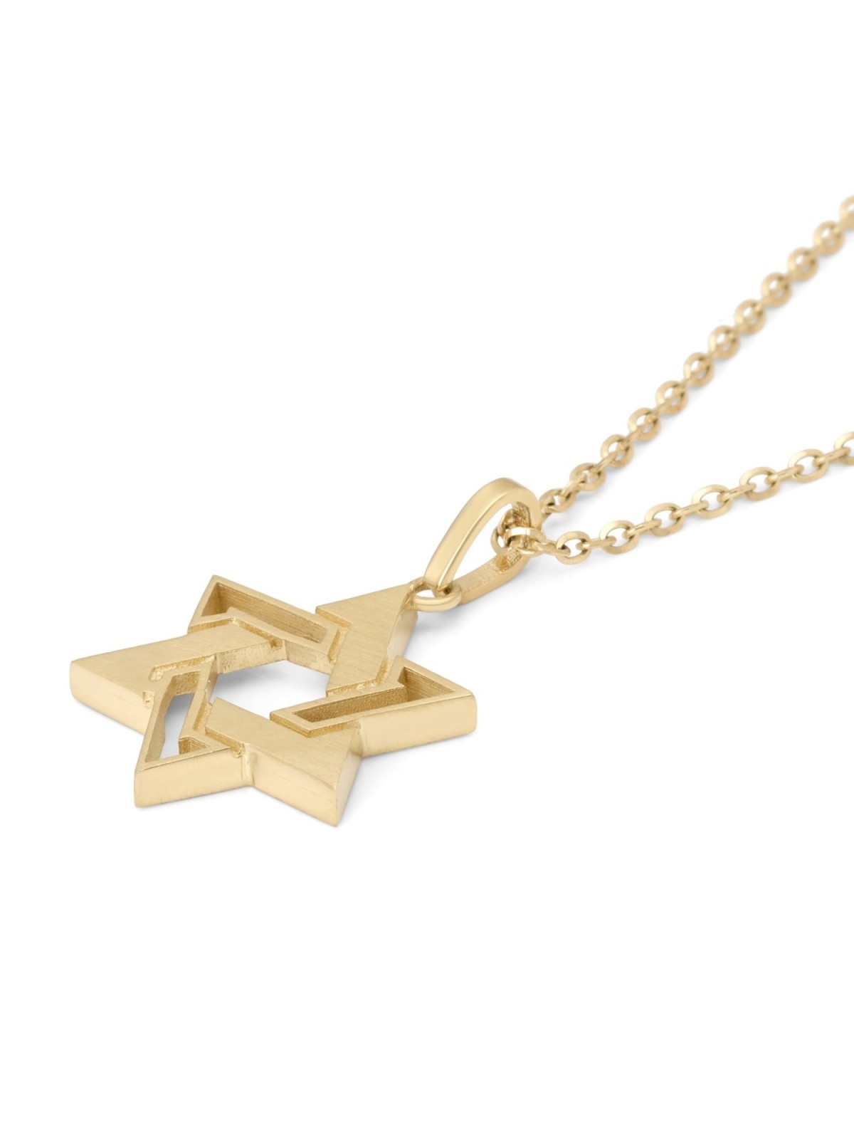 14K Gold Interconnecting Star of David Pendant Necklace - Yellow or Wh