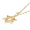 14K Gold Interconnecting Star of David Pendant Necklace - Yellow or Wh