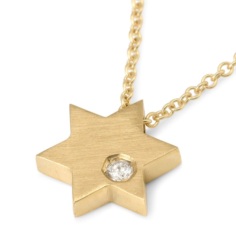 Diamond-Accented Minimalist 14K Gold Star of David Necklace for Women