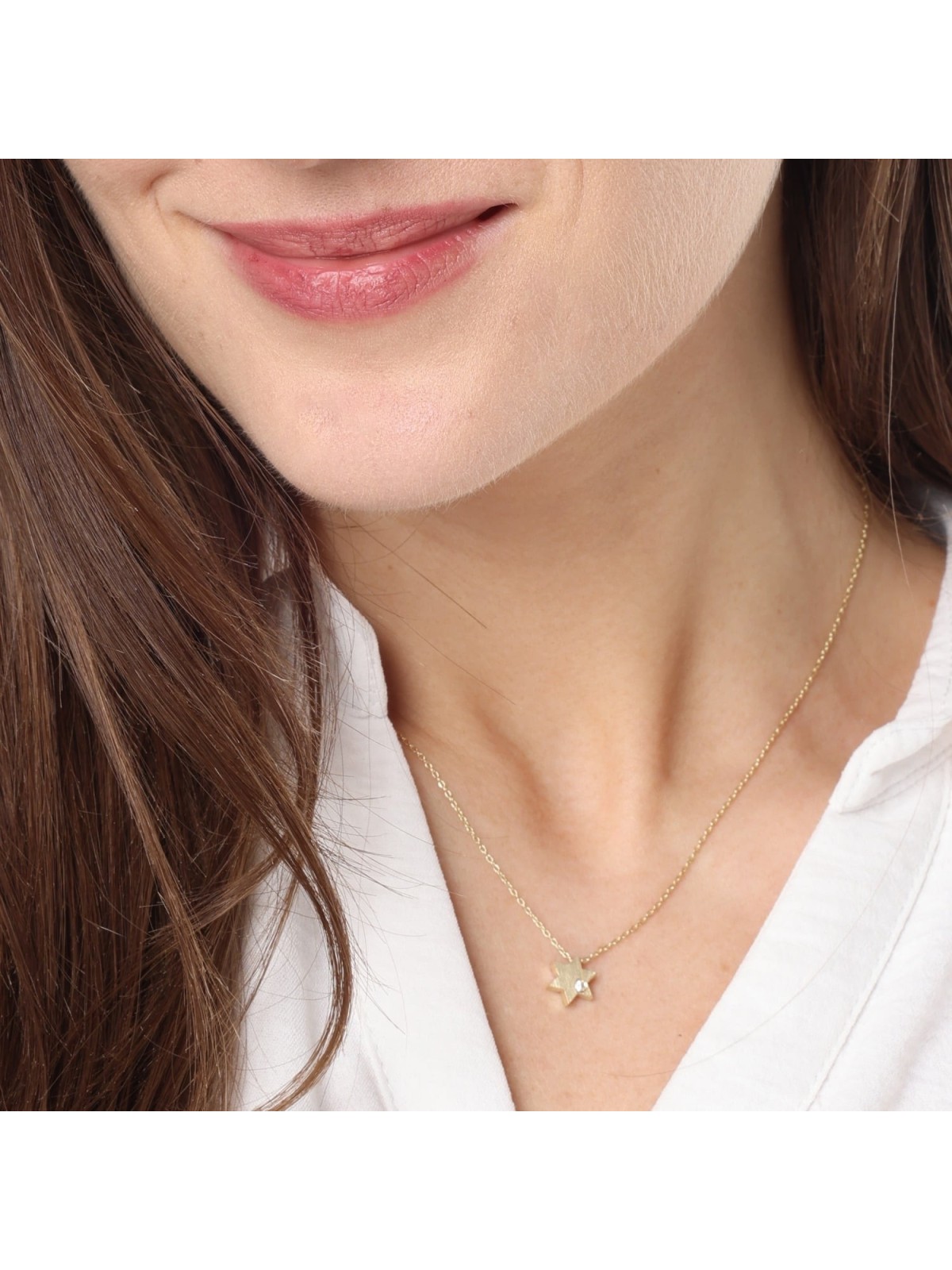 Diamond-Accented Minimalist 14K Gold Star of David Necklace for Women