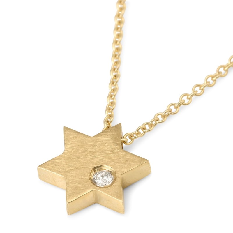 Diamond-Accented Minimalist 14K Gold Star of David Necklace for Women