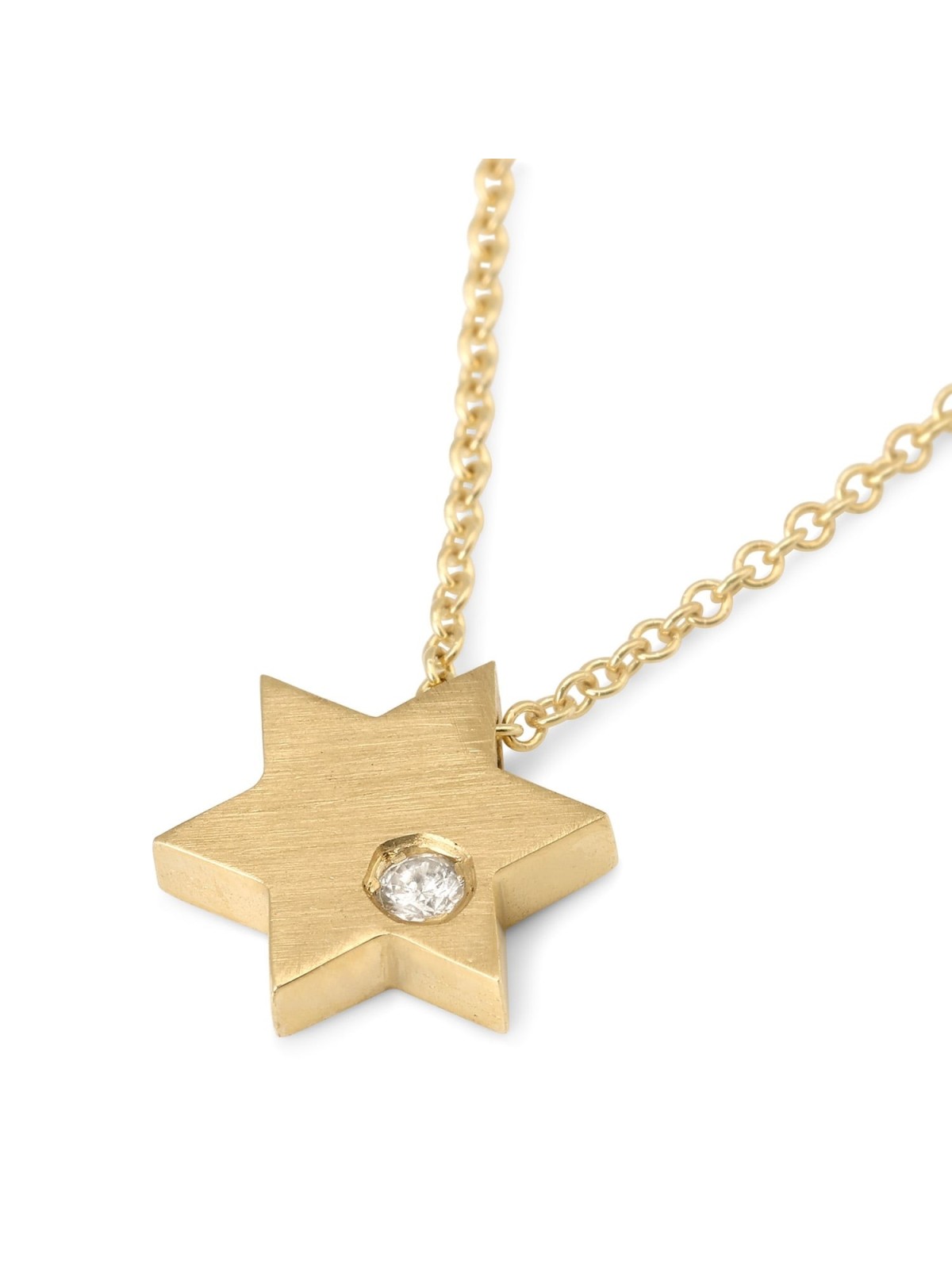 Diamond-Accented Minimalist 14K Gold Star of David Necklace for Women