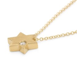Diamond-Accented Minimalist 14K Gold Star of David Necklace for Women