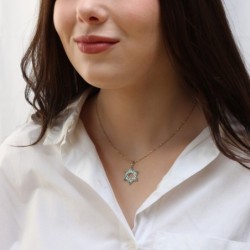 14K Yellow Gold Grand Star of David Pendant with Eilat Stone - Unisex