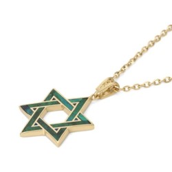 14K Yellow Gold Grand Star of David Pendant with Eilat Stone - Unisex