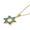 14K Yellow Gold Grand Star of David Pendant with Eilat Stone - Unisex