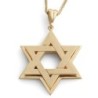 Large 14K Gold Double Interlocking Star of David Pendant Necklace - Ye