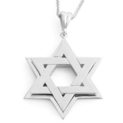 Large 14K Gold Double Interlocking Star of David Pendant Necklace - Ye
