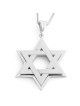 Large 14K Gold Double Interlocking Star of David Pendant Necklace - Ye
