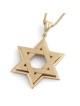Large 14K Gold Double Interlocking Star of David Pendant Necklace - Ye