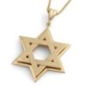 Large 14K Gold Double Interlocking Star of David Pendant Necklace - Ye