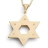 Large 14K Gold Double Interlocking Star of David Pendant Necklace - Ye