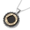 Gold and Silver Protection Necklace with Onyx Stone