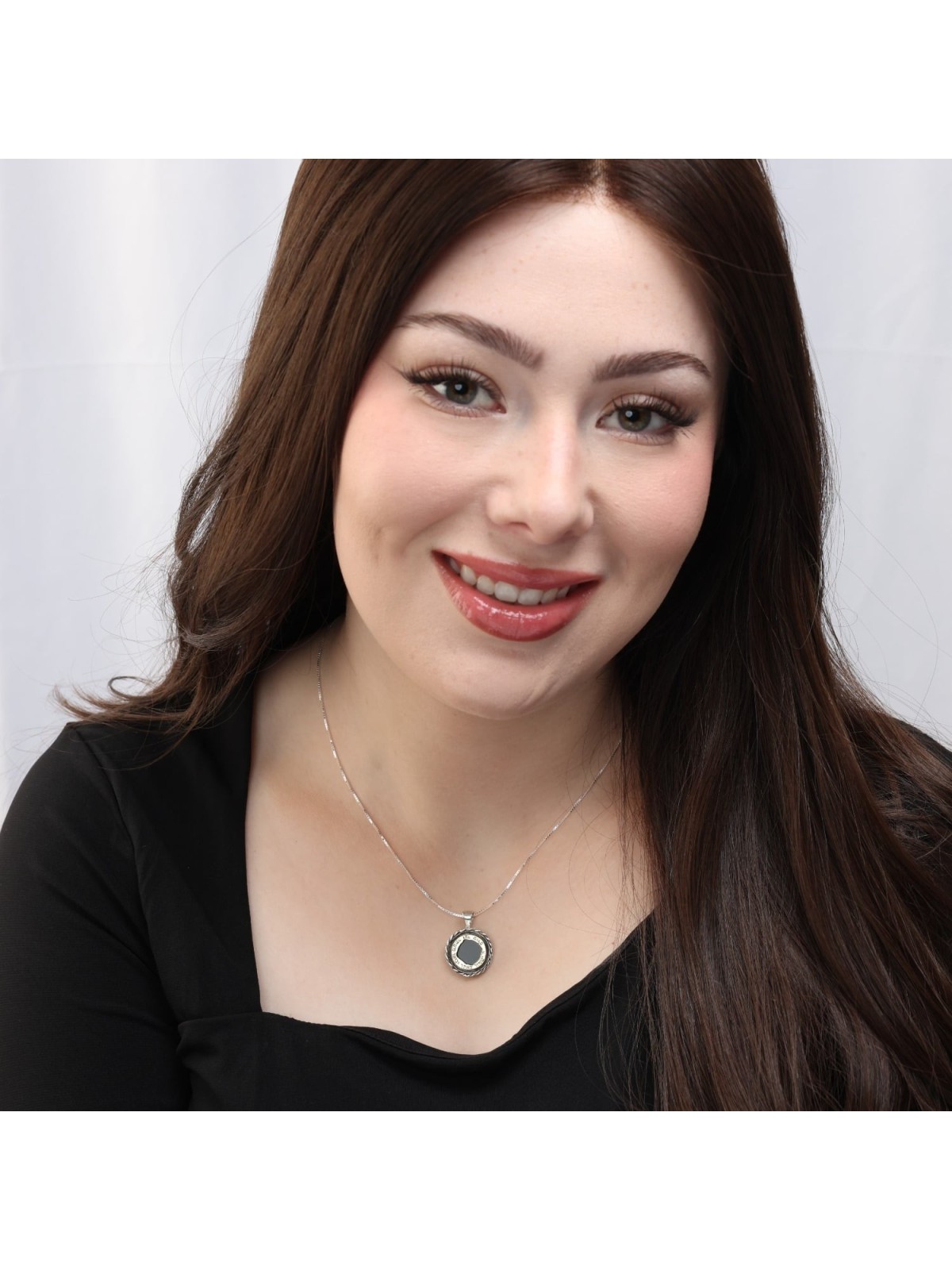 Gold and Silver Protection Necklace with Onyx Stone