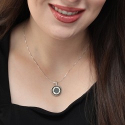 Gold and Silver Protection Necklace with Onyx Stone