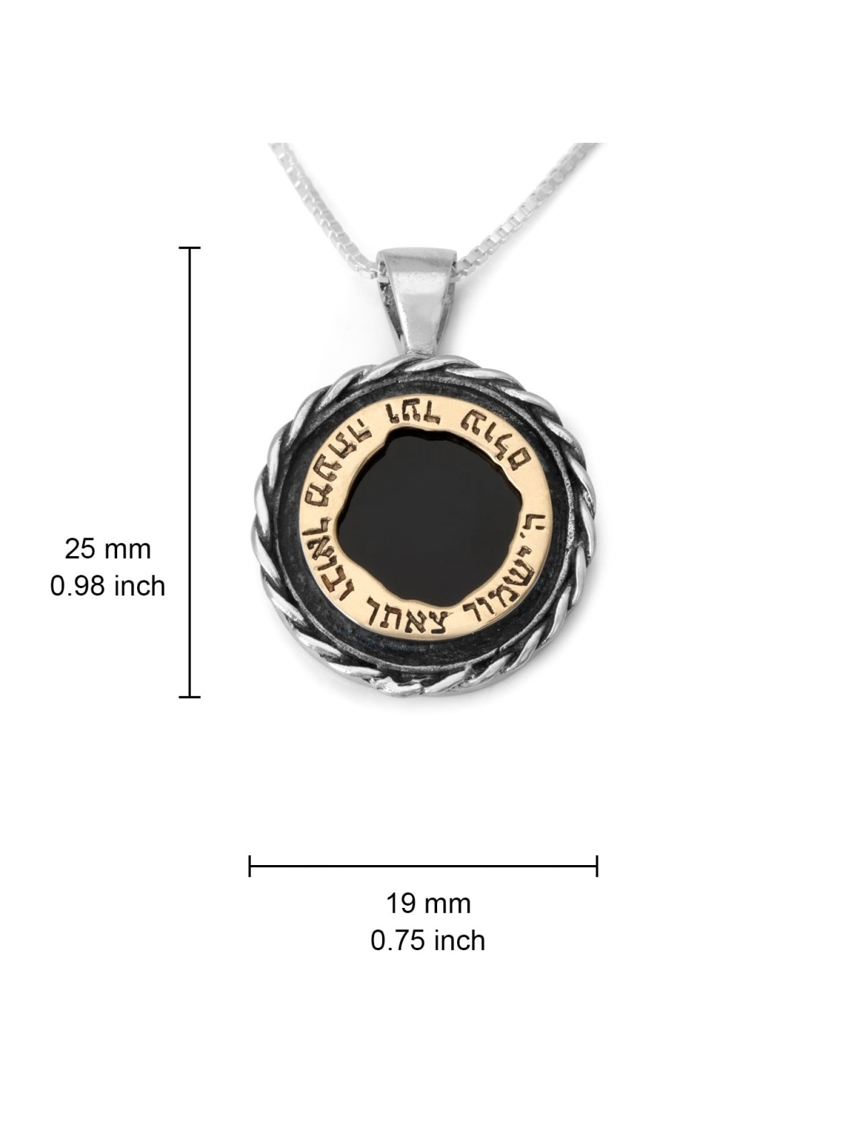 Gold and Silver Protection Necklace with Onyx Stone