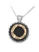 Gold and Silver Protection Necklace with Onyx Stone