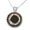 Gold and Silver Protection Necklace with Onyx Stone