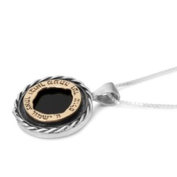 Gold and Silver Protection Necklace with Onyx Stone
