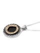 Gold and Silver Protection Necklace with Onyx Stone