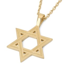 Luxurious 14K Gold Engraved Star of David Pendant Necklace
