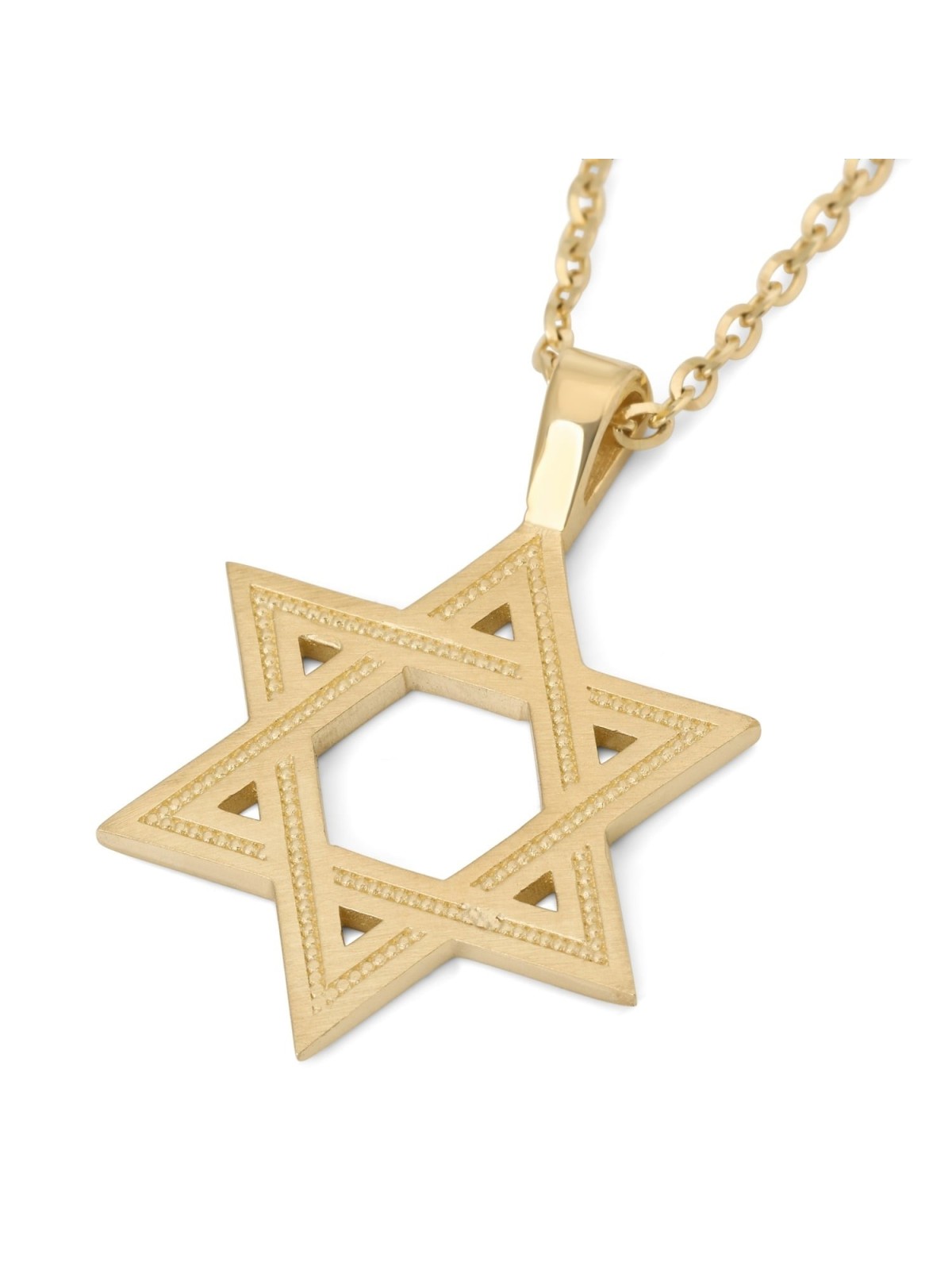 Luxurious 14K Gold Engraved Star of David Pendant Necklace