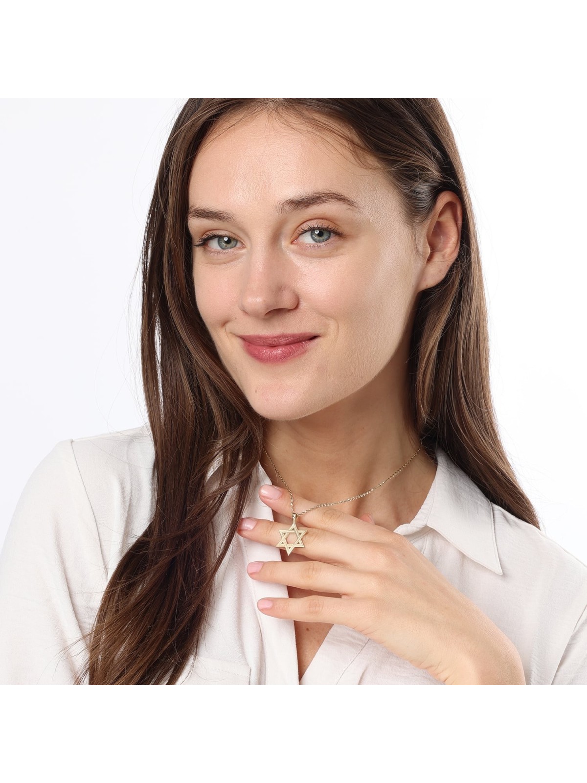 Luxurious 14K Gold Engraved Star of David Pendant Necklace