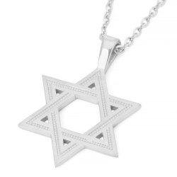 Luxurious 14K Gold Engraved Star of David Pendant Necklace