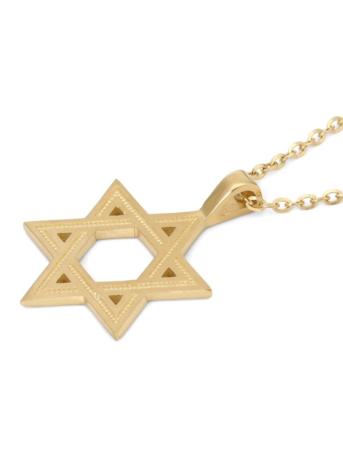 Luxurious 14K Gold Engraved Star of David Pendant Necklace