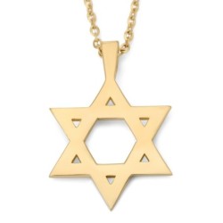 Luxurious 14K Gold Engraved Star of David Pendant Necklace