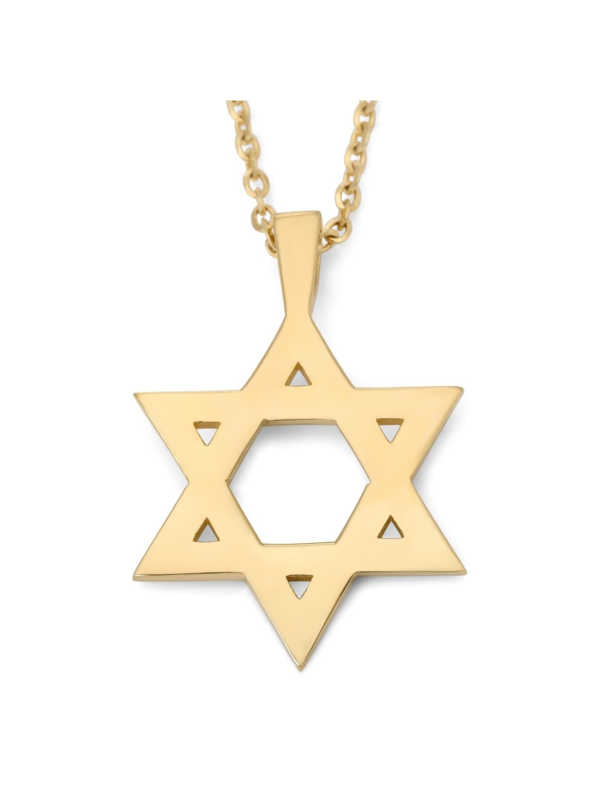 Luxurious 14K Gold Engraved Star of David Pendant Necklace