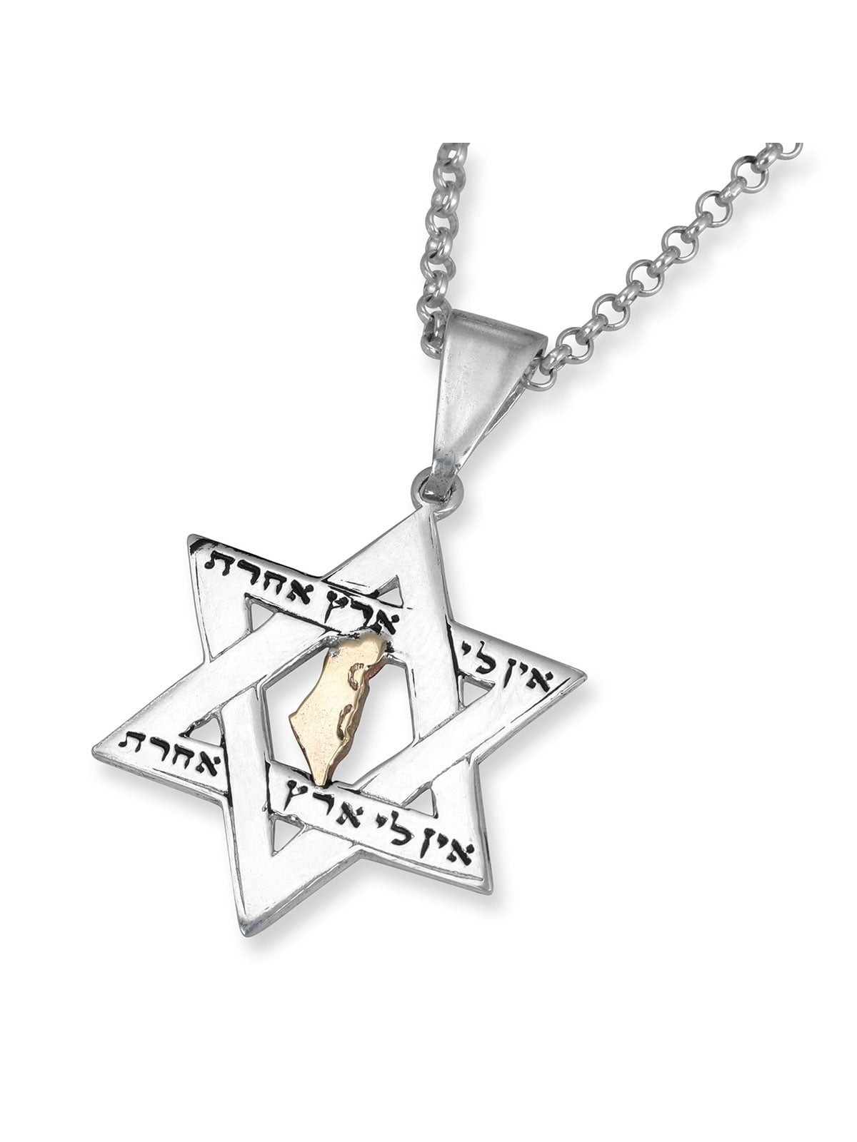 No Other Land: Silver and Gold Star of David Pendant Necklace for Men