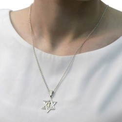 No Other Land: Silver and Gold Star of David Pendant Necklace for Men