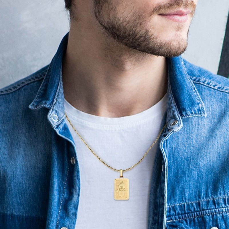 Unisex 14K Gold Hamsa Pendant with Traveler's Prayer