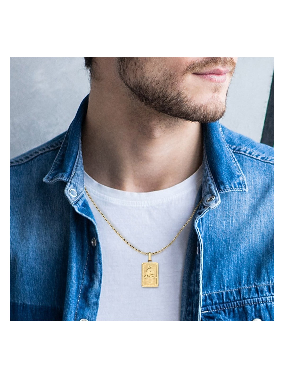 Unisex 14K Gold Hamsa Pendant with Traveler's Prayer