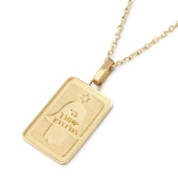 Unisex 14K Gold Hamsa Pendant with Traveler's Prayer