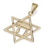 14K Gold Classic Thin Cut Star of David with Chai Pendant Necklace
