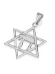 14K Gold Classic Thin Cut Star of David with Chai Pendant Necklace